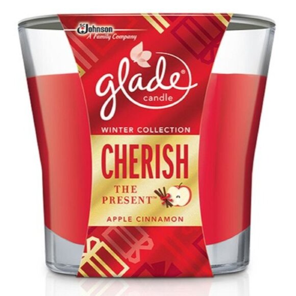Glade Cherish Present Apple Cinnamon Scented votive Candle Winter Lot of 2 NEW - Picture 2 of 6
